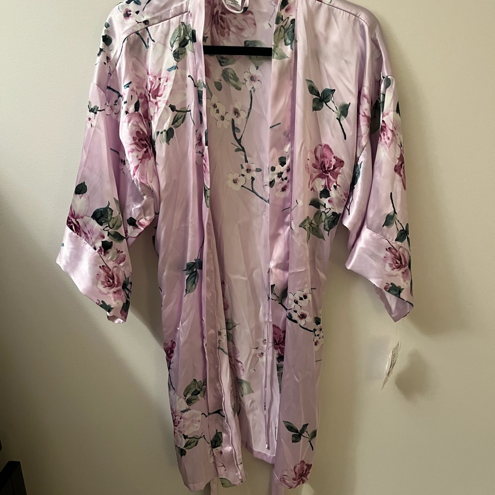 Floral Satin Kimono Robe